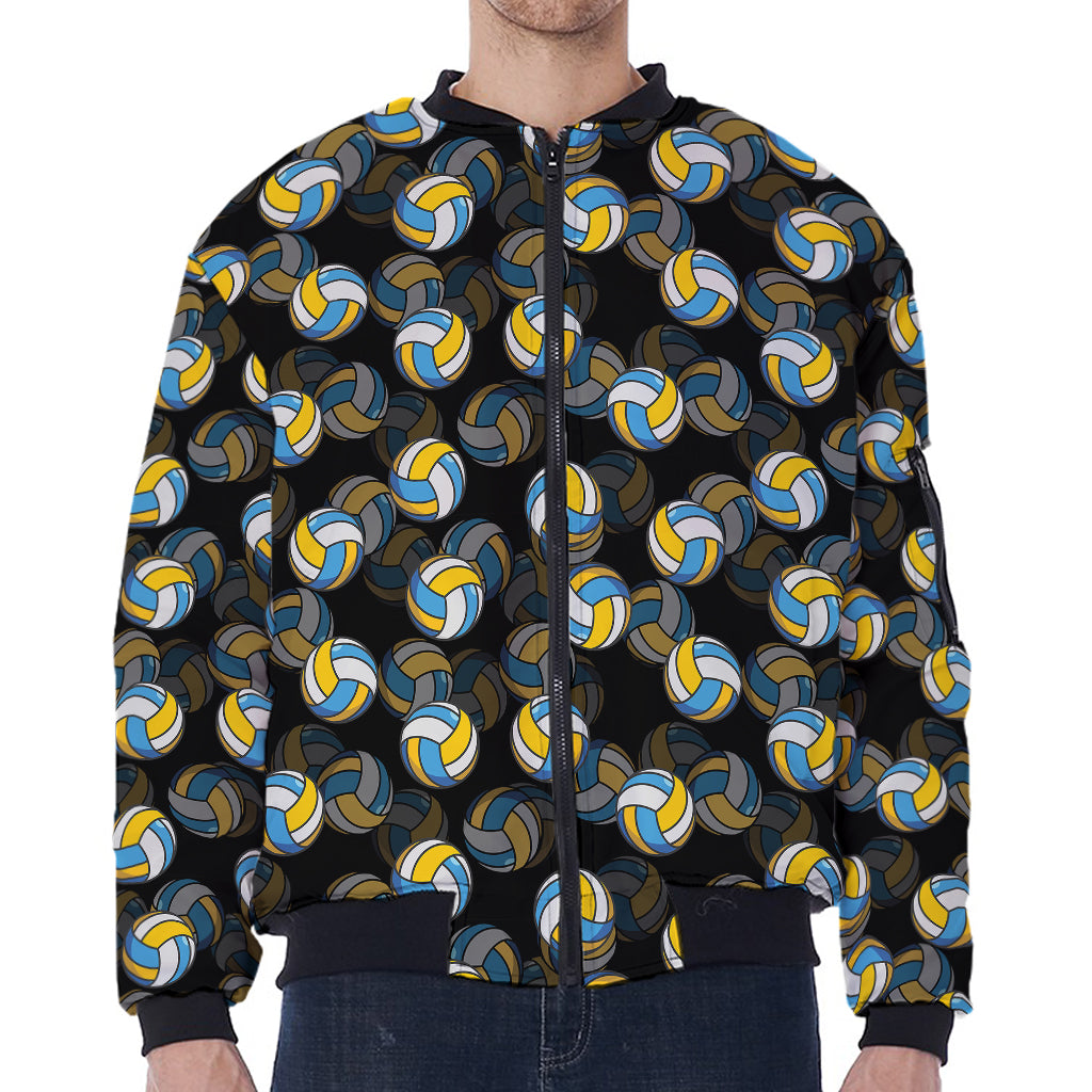 Volleyball Pattern Print Zip Sleeve Bomber Jacket