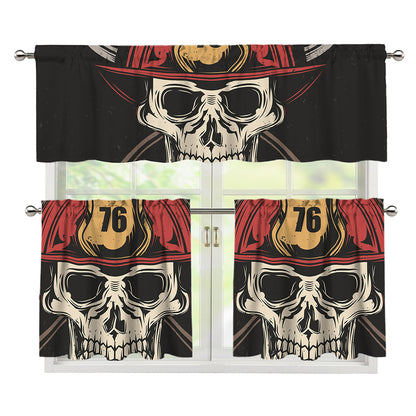 Volunteer Firefighter Print 3 Piece Kitchen Curtains
