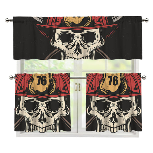 Volunteer Firefighter Print 3 Piece Kitchen Curtains