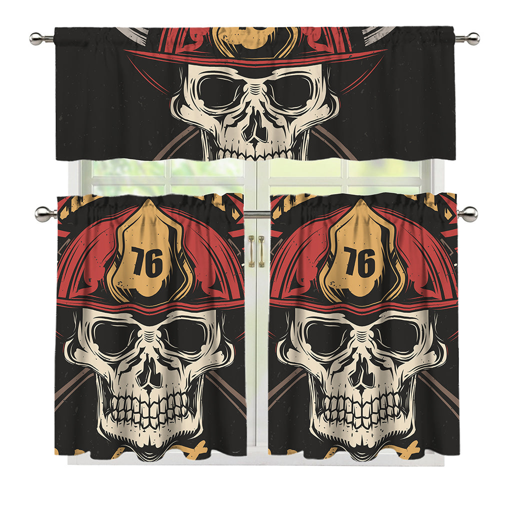 Volunteer Firefighter Print 3 Piece Kitchen Curtains