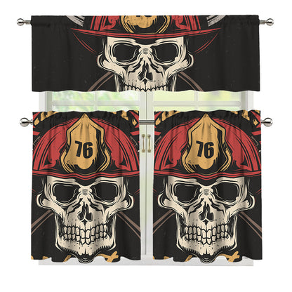 Volunteer Firefighter Print 3 Piece Kitchen Curtains
