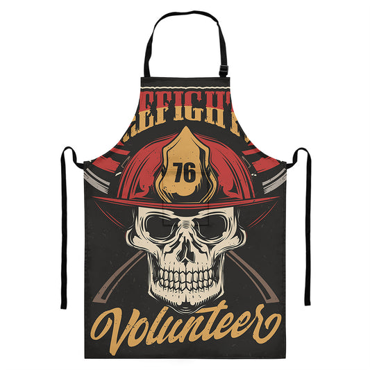 Volunteer Firefighter Print Bib Apron With Pocket