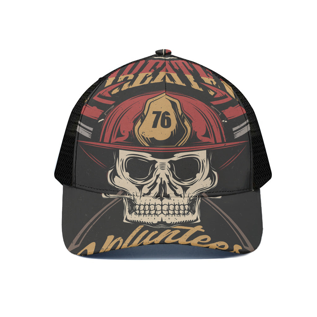 Volunteer Firefighter Print Black Mesh Trucker Cap