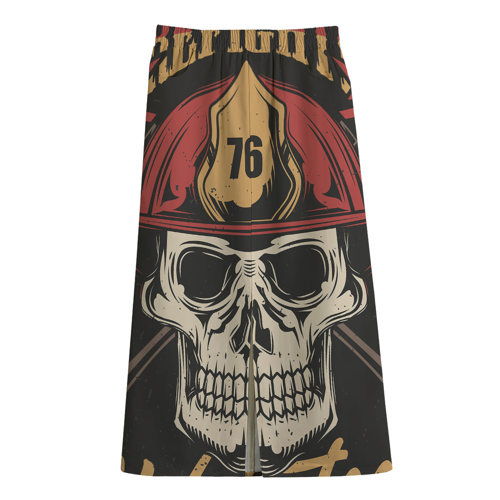 Volunteer Firefighter Print Cotton Front Slit Maxi Skirt