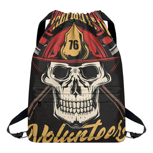 Volunteer Firefighter Print Drawstring Backpack