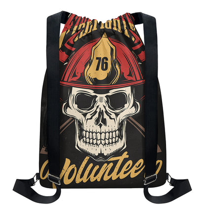 Volunteer Firefighter Print Drawstring Backpack