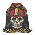 Volunteer Firefighter Print Drawstring Bag