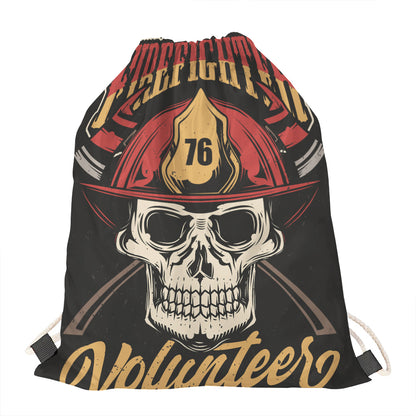 Volunteer Firefighter Print Drawstring Bag