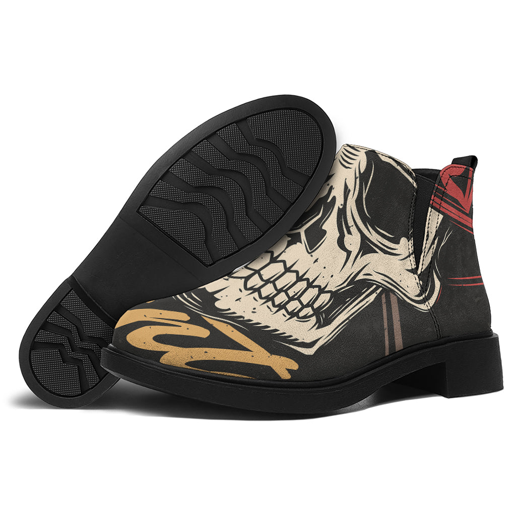 Volunteer Firefighter Print Flat Ankle Boots