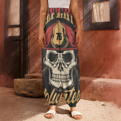 Volunteer Firefighter Print Harem Pants