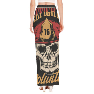 Volunteer Firefighter Print High Slit Maxi Skirt