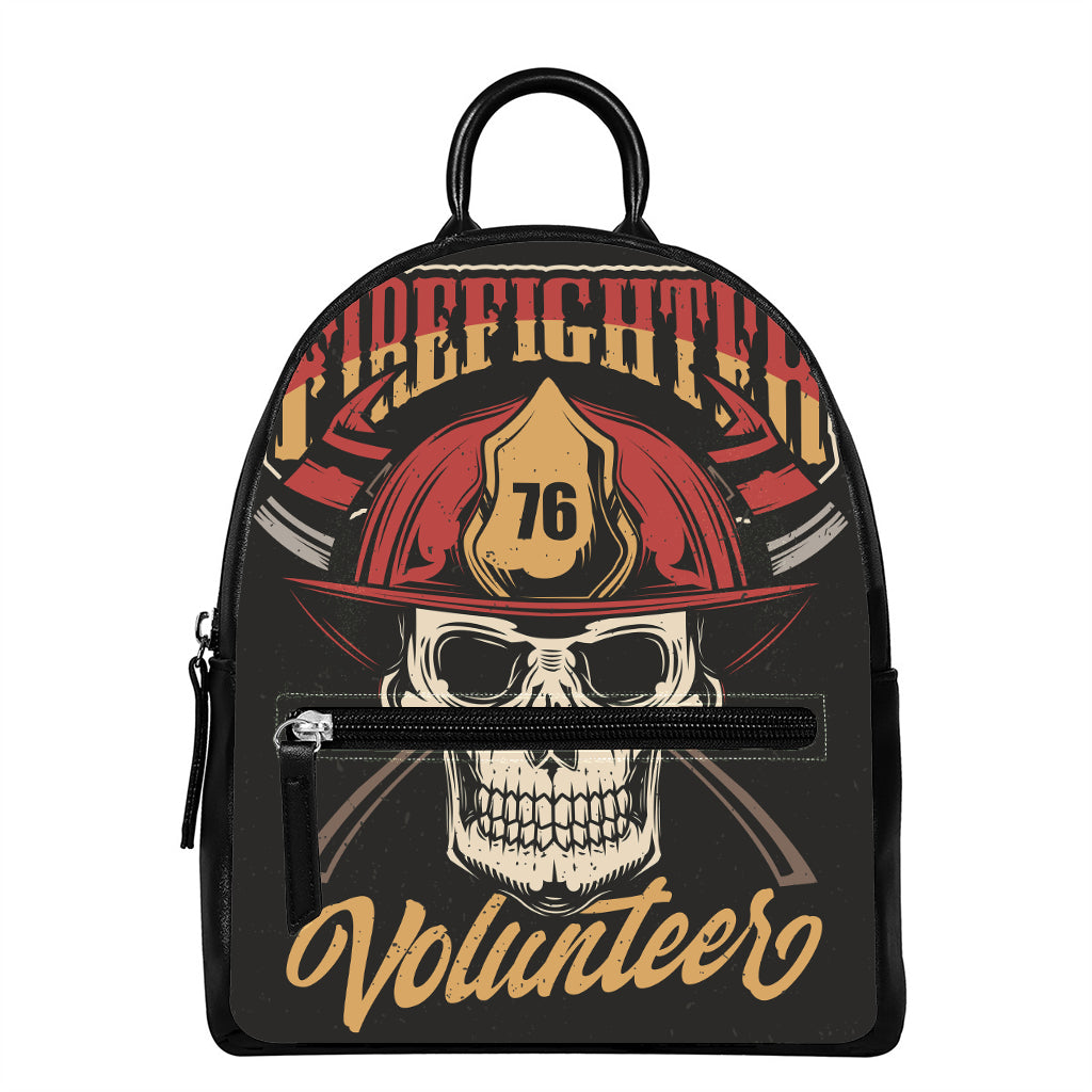 Volunteer Firefighter Print Leather Backpack