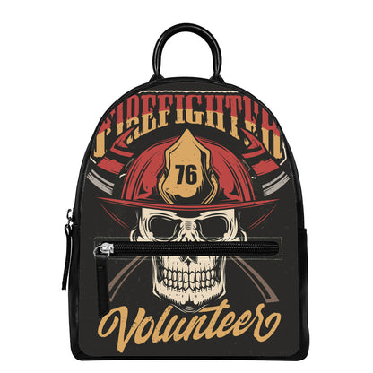 Volunteer Firefighter Print Leather Backpack