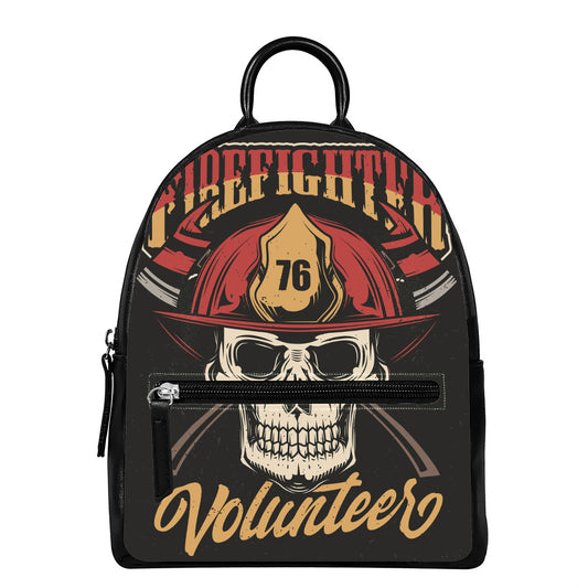 Volunteer Firefighter Print Leather Backpack