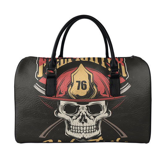 Volunteer Firefighter Print Leather Duffle Bag