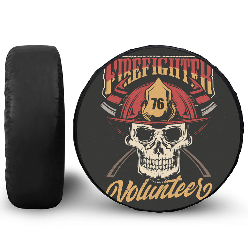 Volunteer Firefighter Print Leather Spare Tire Cover