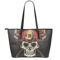 Volunteer Firefighter Print Leather Tote Bag With Zipper