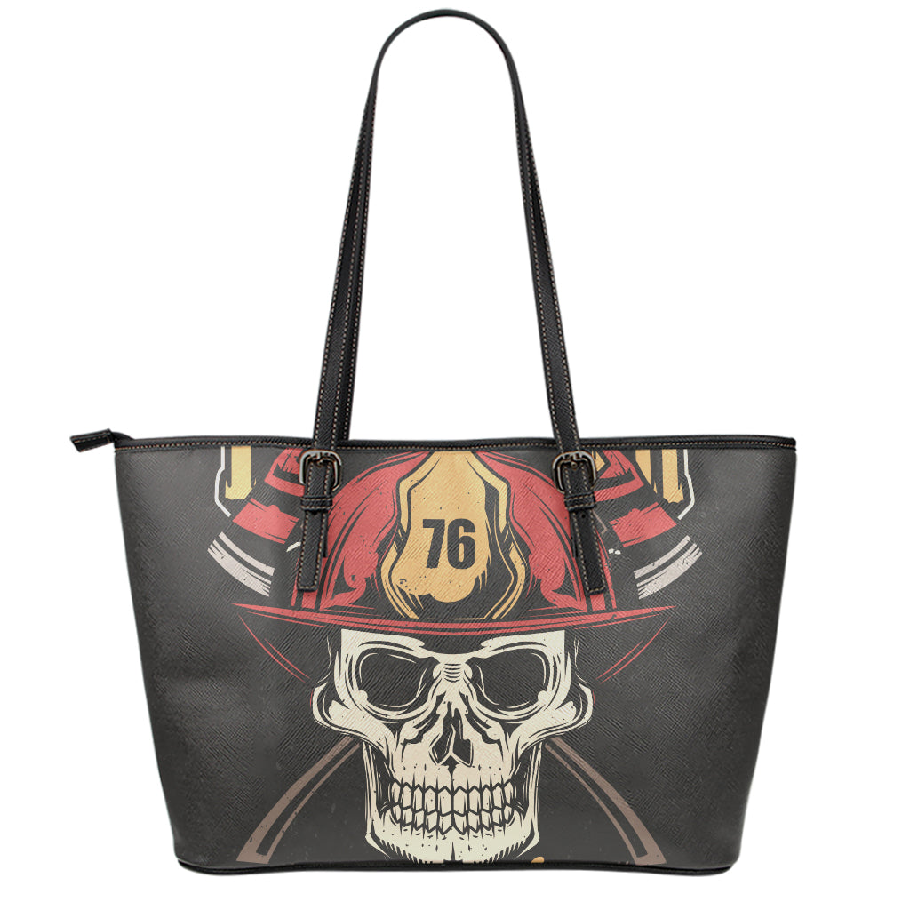 Volunteer Firefighter Print Leather Tote Bag