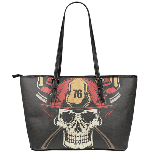Volunteer Firefighter Print Leather Tote Bag