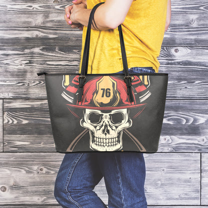 Volunteer Firefighter Print Leather Tote Bag