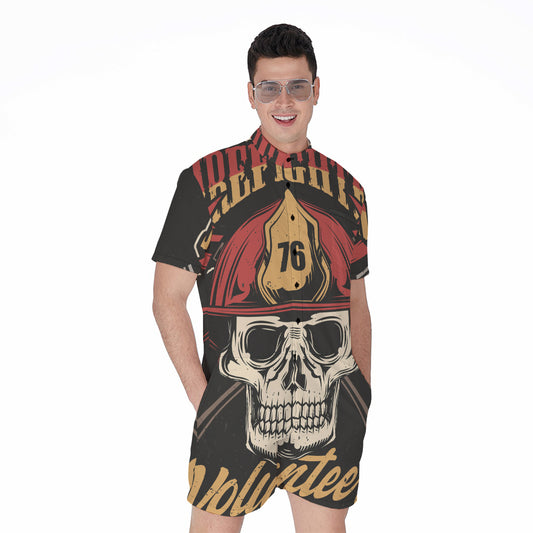 Volunteer Firefighter Print Men's Rompers