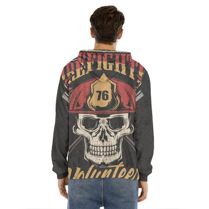 Volunteer Firefighter Print Men's Velvet Pullover Hoodie