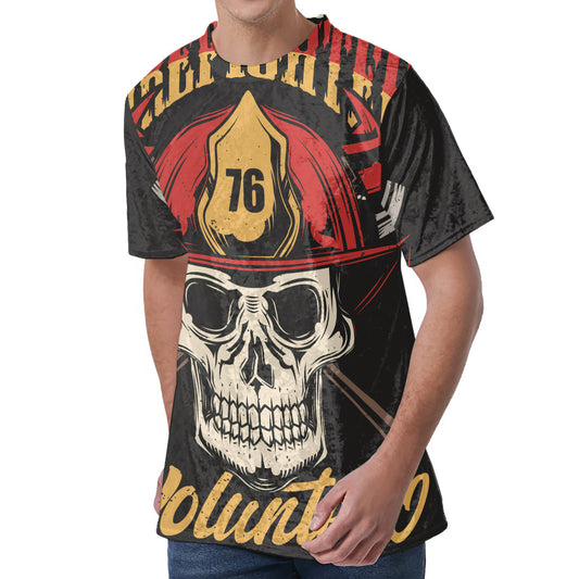Volunteer Firefighter Print Men's Velvet T-Shirt