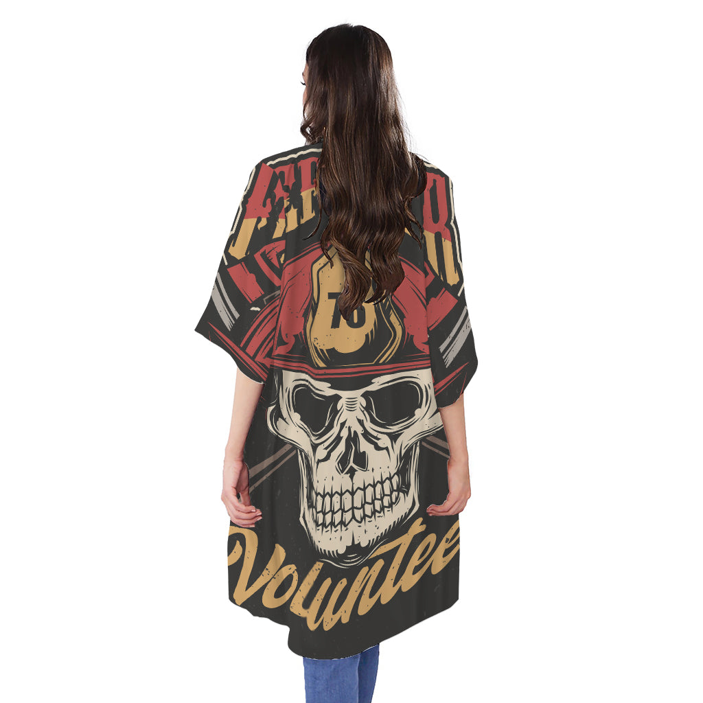 Volunteer Firefighter Print Open Front Beach Cover Up