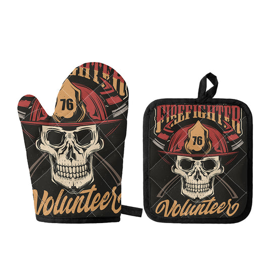 Volunteer Firefighter Print Oven Mitt And Pot Holder Set