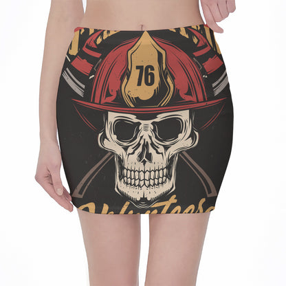 Volunteer Firefighter Print Pencil Mini Skirt