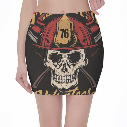 Volunteer Firefighter Print Pencil Mini Skirt