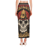 Volunteer Firefighter Print Side Slit Maxi Skirt