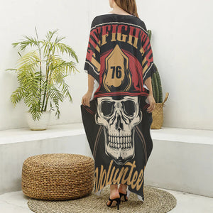 Volunteer Firefighter Print Silk V-Neck Kaftan Dress