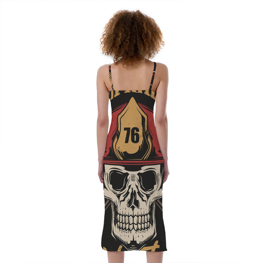 Volunteer Firefighter Print Slim Fit Midi Cami Dress