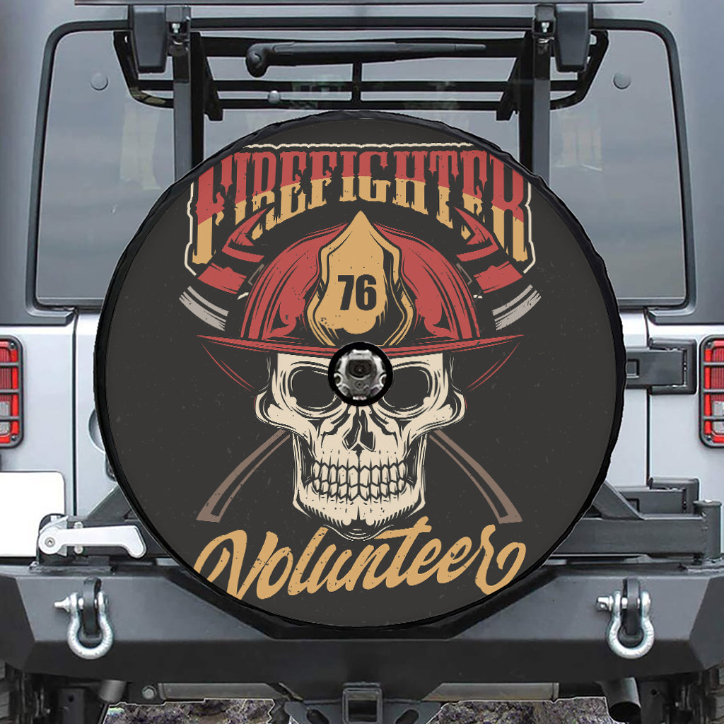 Volunteer Firefighter Print Tire Cover With Camera Hole