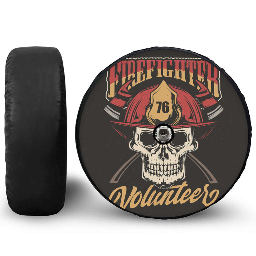 Volunteer Firefighter Print Tire Cover With Camera Hole