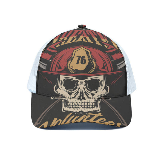 Volunteer Firefighter Print White Mesh Trucker Cap