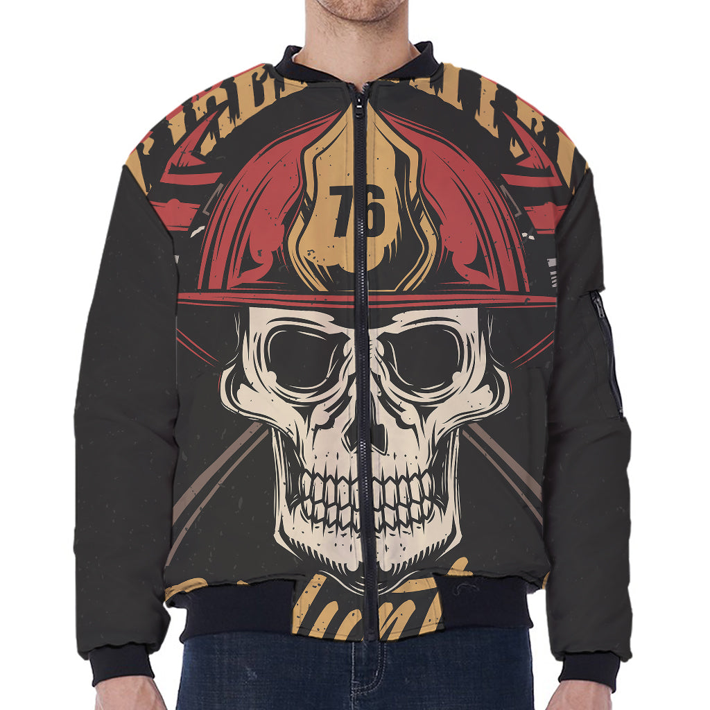 Volunteer Firefighter Print Zip Sleeve Bomber Jacket