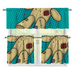 Voodoo Doll Print 3 Piece Kitchen Curtains