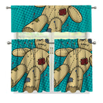 Voodoo Doll Print 3 Piece Kitchen Curtains