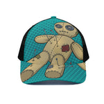 Voodoo Doll Print Black Mesh Trucker Cap