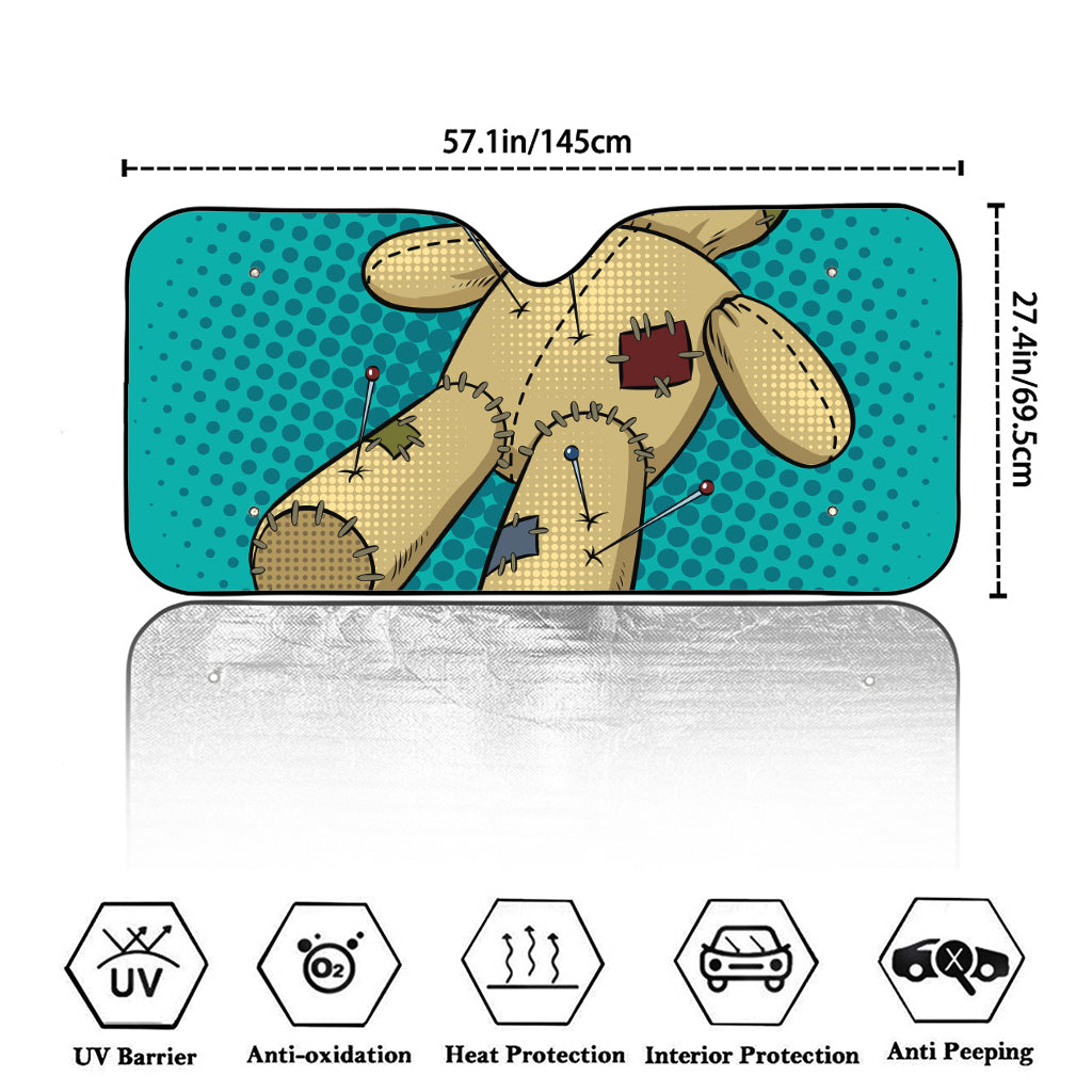 Voodoo Doll Print Car Windshield Sun Shade