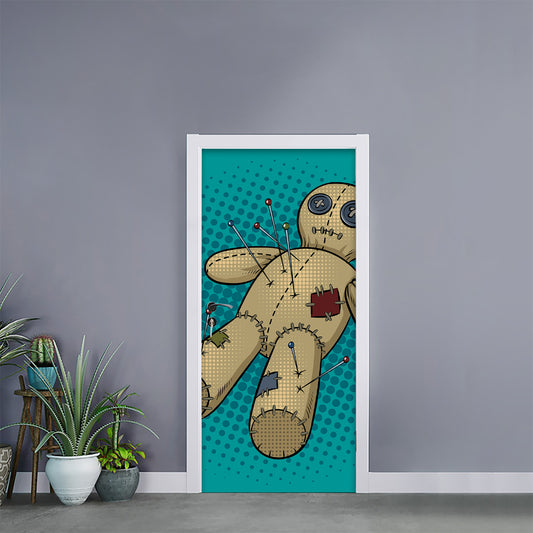 Voodoo Doll Print Door Sticker