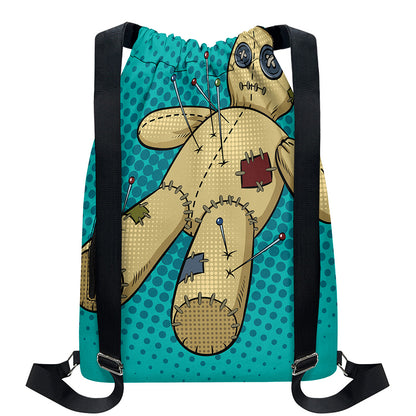Voodoo Doll Print Drawstring Backpack