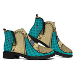 Voodoo Doll Print Flat Ankle Boots