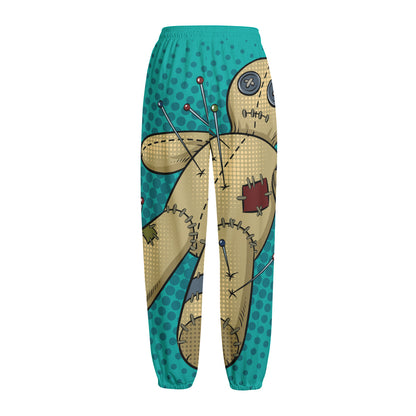 Voodoo Doll Print Fleece Lined Knit Pants