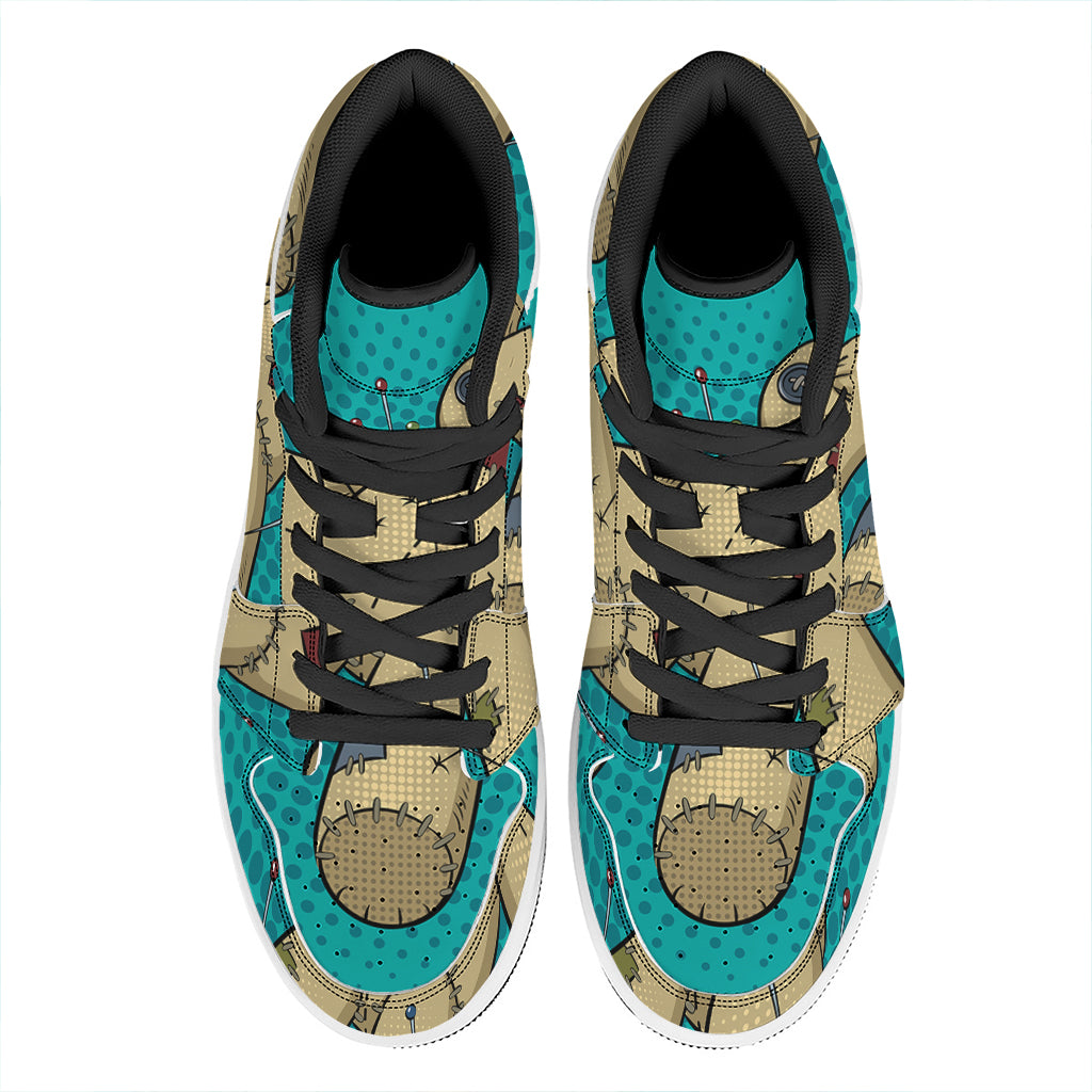 Voodoo Doll Print High Top Leather Sneakers