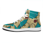 Voodoo Doll Print High Top Leather Sneakers