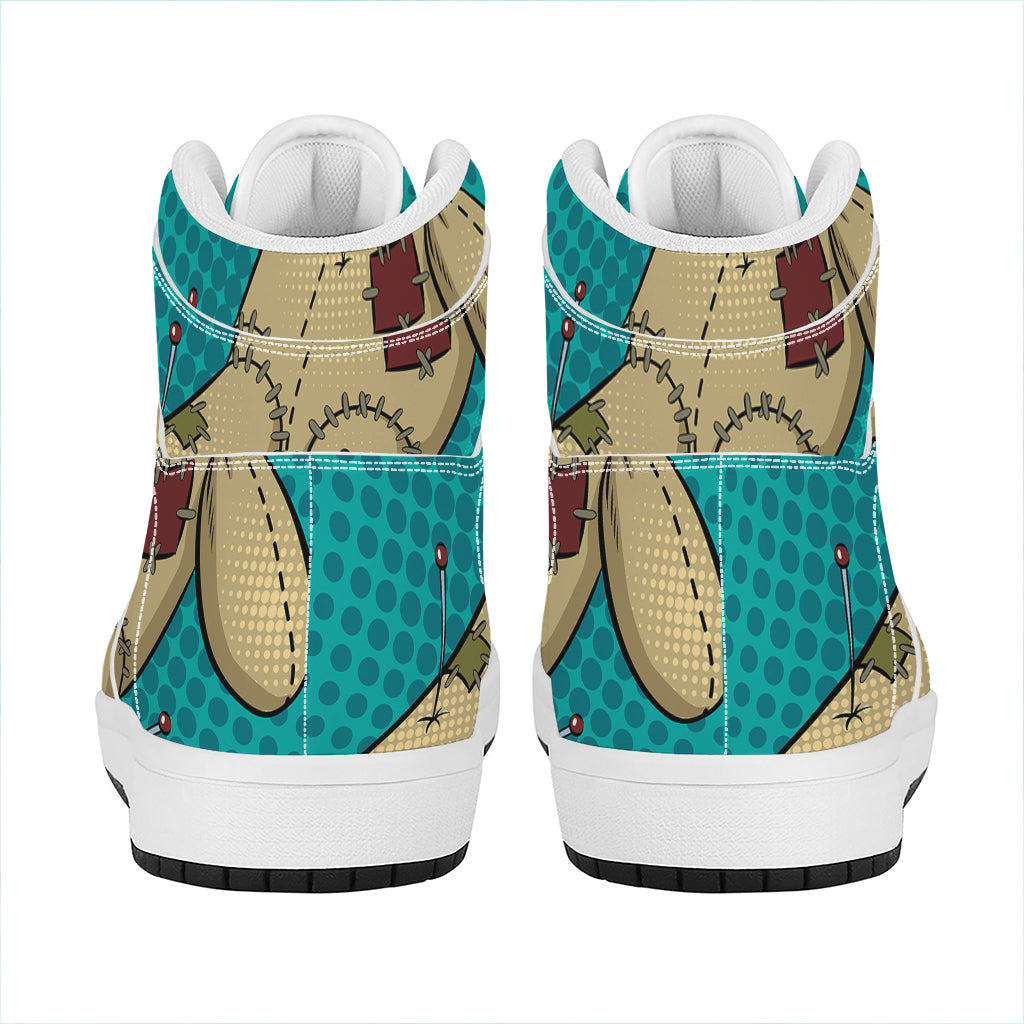 Voodoo Doll Print High Top Leather Sneakers