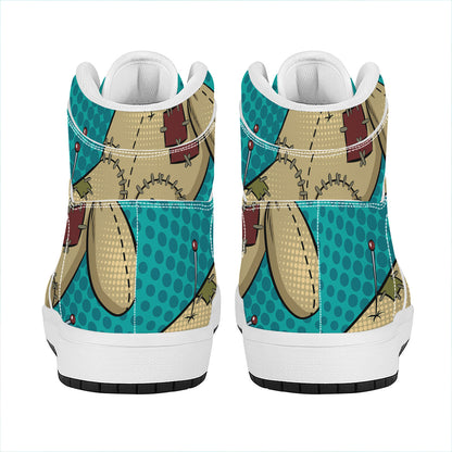 Voodoo Doll Print High Top Leather Sneakers